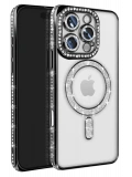 Newface Apple iPhone 16 Pro Max Kılıf Joke Simli Magneticsafe Kılıf - Siyah