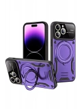 Newface Apple iPhone 16 Pro Max Kılıf Joy Lens Standlı Kapak - Mor