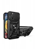 Newface Apple iPhone 16 Pro Max Kılıf Pars Lens Yüzüklü Silikon - Siyah