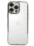 Newface Apple iPhone 16 Pro Max Kılıf Razer Lensli Silikon - Gümüş