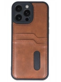 Newface Apple iPhone 16 Pro Max Kılıf Sara Kartvizitli Deri Kılıf - Taba