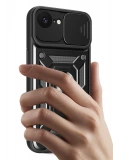 Newface Apple iPhone 16E Kılıf Pars Lens Yüzüklü Silikon - Kırmızı