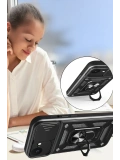 Newface Apple iPhone 16E Kılıf Pars Lens Yüzüklü Silikon - Siyah
