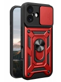 Newface Apple iPhone 17 Pars Lens Yüzüklü Silikon - Kırmızı