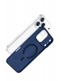 Newface Apple iPhone 17 Pro Combo Sert Şeffaf Magsafe Kapak - Mavi