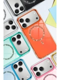 Newface Apple iPhone 17 Pro Live Diamond Magsafe Kapak - Turuncu