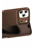 Newface Apple iPhone 17 Pro Max Auto Focus Karbon Kapak - Kahverengi
