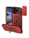 Newface Apple iPhone 17 Pro Max Pars Lens Yüzüklü Silikon - Kırmızı