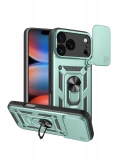 Newface Apple iPhone 17 Pro Pars Lens Yüzüklü Silikon - Yeşil