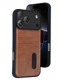 Newface Apple iPhone 17 Pro Sara Kartvizitli Deri Kılıf - Taba