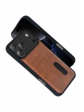 Newface Apple iPhone 17 Pro Sara Kartvizitli Deri Kılıf - Taba