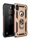 Newface Apple iPhone X Kılıf Sofya Yüzüklü Silikon Kapak - Gold
