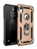 Newface Apple iPhone XR Kılıf Sofya Yüzüklü Silikon Kapak - Gold