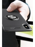 Newface Apple iPhone XS Max Kılıf Range Yüzüklü Silikon - Mavi