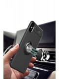 Newface Apple iPhone XS Max Kılıf Range Yüzüklü Silikon - Mavi