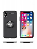 Newface Apple iPhone XS Max Kılıf Range Yüzüklü Silikon - Siyah-Mavi