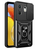 Newface İnfinix Zero 30 4G Kılıf Pars Lens Yüzüklü Silikon - Siyah