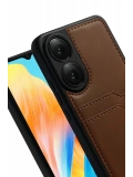 Newface Oppo A38 Sara Kartvizitli Deri Kılıf - Taba