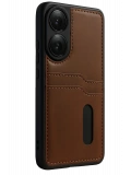 Newface Oppo A38 Sara Kartvizitli Deri Kılıf - Taba