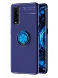 Newface Oppo Find X2 Kılıf Range Yüzüklü Silikon - Mavi