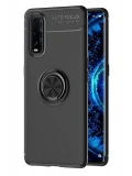 Newface Oppo Find X2 Kılıf Range Yüzüklü Silikon - Siyah