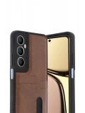 Newface Realme C65 Sara Kartvizitli Deri Kılıf - Taba