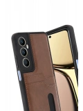 Newface Realme C65 Sara Kartvizitli Deri Kılıf - Taba