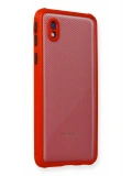 Newface Samsung Galaxy A01 Core Kılıf Miami Şeffaf Silikon - Kırmızı