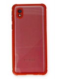 Newface Samsung Galaxy A01 Core Kılıf Miami Şeffaf Silikon - Kırmızı