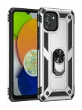 Newface Samsung Galaxy A03 Kılıf Sofya Yüzüklü Silikon Kapak - Gümüş