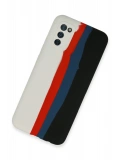 Newface Samsung Galaxy A03S Kılıf Ebruli Lansman Silikon - Beyaz-Siyah