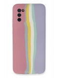 Newface Samsung Galaxy A03S Kılıf Ebruli Lansman Silikon - Pembe-Lila