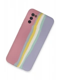 Newface Samsung Galaxy A03S Kılıf Ebruli Lansman Silikon - Pembe-Lila