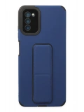 Newface Samsung Galaxy A03S Kılıf Mega Standlı Silikon - Mavi
