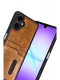 Newface Samsung Galaxy A07 4G Sara Kartvizitli Deri Kılıf - Taba
