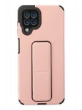 Newface Samsung Galaxy A22 Kılıf Mega Standlı Silikon - Pudra