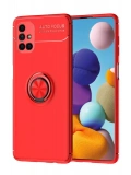 Newface Samsung Galaxy M51 Kılıf Range Yüzüklü Silikon - Kırmızı