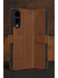 Newface Samsung Galaxy S25 Edge Trend S Plus Kapaklı Kılıf - Taba