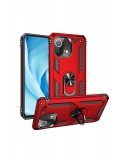 Newface Xiaomi Mİ 11 Lite Kılıf Sofya Yüzüklü Silikon Kapak - Kırmızı