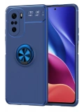 Newface Xiaomi Poco F3 Kılıf Range Yüzüklü Silikon - Mavi