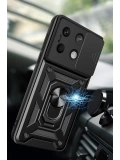 Newface Xiaomi Poco M6 Pro 4G Kılıf Pars Lens Yüzüklü Silikon - Gold