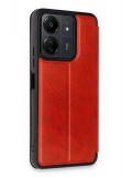 Newface Xiaomi Redmi 13C Kılıf Flip Cover - Kırmızı
