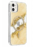 Onegif Apple iPhone 11 Lotus Simli Magsafe Kapak - Gümüş