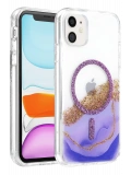 Onegif Apple iPhone 11 Lotus Simli Magsafe Kapak - Mor