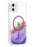 Onegif Apple iPhone 11 Lotus Simli Magsafe Kapak - Mor