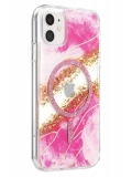 Onegif Apple iPhone 11 Lotus Simli Magsafe Kapak - Pembe