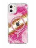 Onegif Apple iPhone 11 Lotus Simli Magsafe Kapak - Pembe