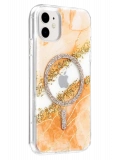 Onegif Apple iPhone 11 Lotus Simli Magsafe Kapak - Turuncu