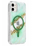 Onegif Apple iPhone 11 Lotus Simli Magsafe Kapak - Yeşil
