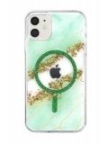 Onegif Apple iPhone 11 Lotus Simli Magsafe Kapak - Yeşil